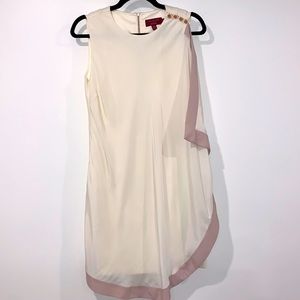NWOT Ted Baker Mini Dress Size 2 (US Size 6) Ivory & Pink Back Zip